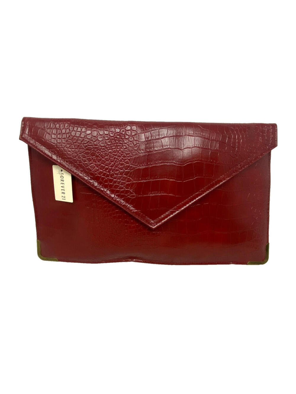 Forever 21 Handbag Clutch Red Faux Snake Print Clutch